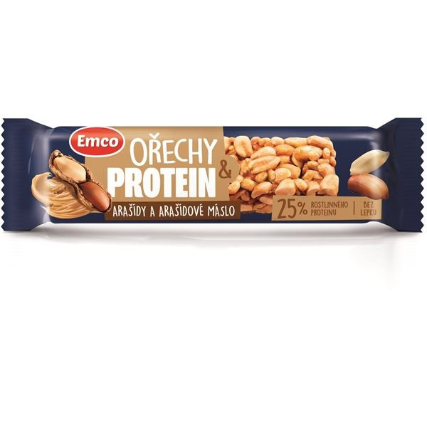 Tyčinka Emco ořech a protein, arašídová, 40 g