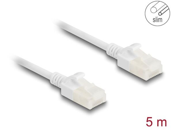 Delock Síťový kabel RJ45 Cat.6A, ze zástrčky na zástrčku, s robustní západkou, pro průmyslové použití, U/UTP Slim, 5 m, 