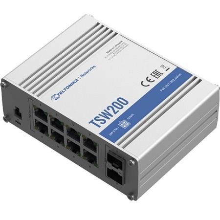 Teltonika PoE+ Unmanaged Switch 8, 10/100/1000, 2x SFP ports - TSW200