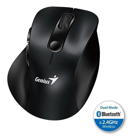 Genius Ergo 9000S, Myš, bezdrátová, optická, 2400DPI, 6 tlačítek, Bluetooth, 2.4GHz, USB, černá
