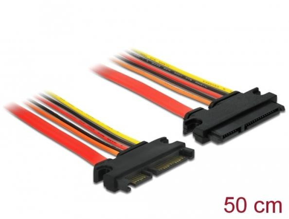Delock Prodlužovací kabel SATA 6 Gb/s 22 pin samec > SATA 22 pin samice (3,3 V + 5 V + 12 V) 50 cm