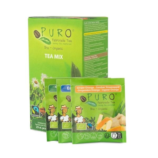 Mix čajů Puro - různé druhy,Fairtrade,Bio,25x1,5 g