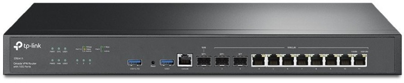 TP-Link ER8411 Omada VPN Router s porty 10G ((2× 10GE SFP+, 1× 1GE SFP, 8× 1GE, 1× RJ45 Console Ports,  2× USB Ports (Co
