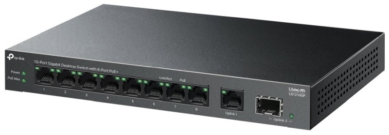 TP-Link LS1210GP Switch 1x GLAN, 8x GLAN s PoE+, 1x SFP, 61W