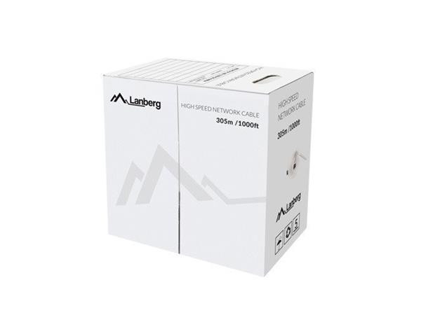 LANBERG UTP kabel CAT.6, Cu, délka 305m, šedý, Fluke passed, PVC