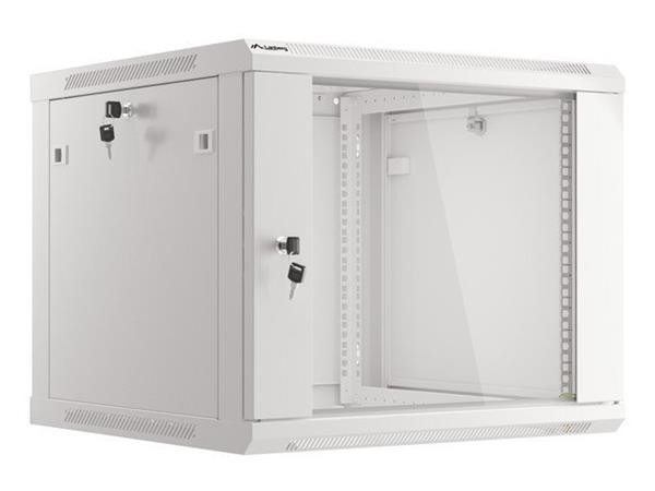 LANBERG Nástěnná jednodílná skříň 19", 9U 600x600 snadná a rychlá montáž (v rozloženém stavu) šedá (RAL7035)  