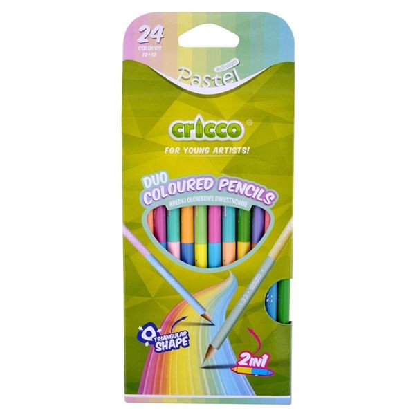 Oboustranné pastelky Cricco, trojhranné 12 ks