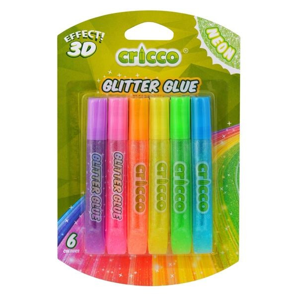 Lepidlo s glitry Cricco, 6 neonových barev, 10 g