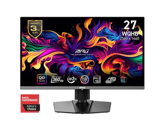 MSI MPG 271QRX QD-OLED, 26,5" QD-OLED/2560x1440 (WQHD)/ 360Hz/0,03ms/2x HDMI/DP/USB/USB-C/Výškově nastavitelný/Pivot