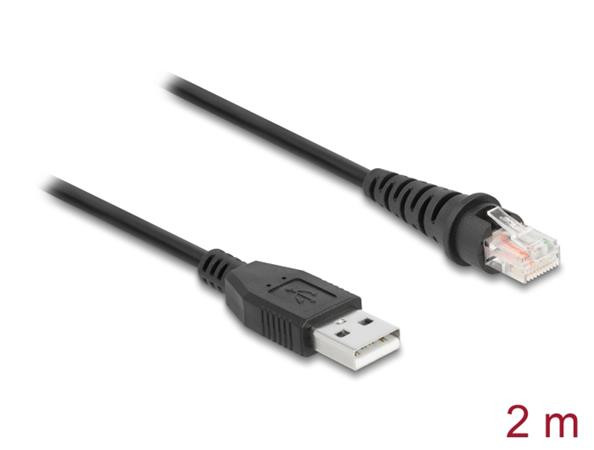 Delock Kabel z rozhraní RJ50 na USB 2.0 Typu-A ke čtečce čárových kódů, 2  m