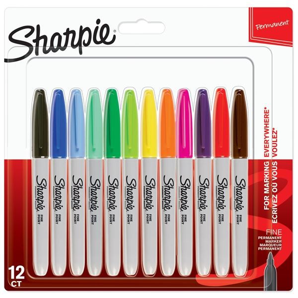 Permanentní popisovač Sharpie Fine, sada 12 barev