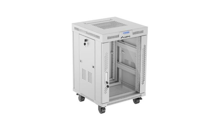 LANBERG Volně stojící skříň 19" 15U/600x600 LCD skleněné dveře šedá 