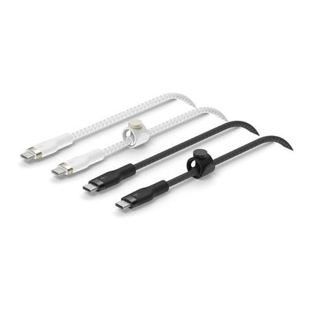Belkin BOOST CHARGE™ USB-C/USB-C kabel, 1m, bílý/černý - odolný PRO Flex - 2pack