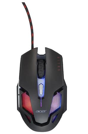 Acer NITRO GAMING MOUSE II - herní myš optická,  max. 7200dpi (6 úrovní - 800-7200), 7 typů podsvícení, 6 tlačítek