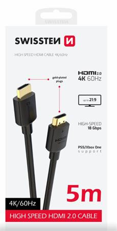 SWISSTEN KABEL HDMI NA HDMI 4K 60Hz 5,0 M PVC