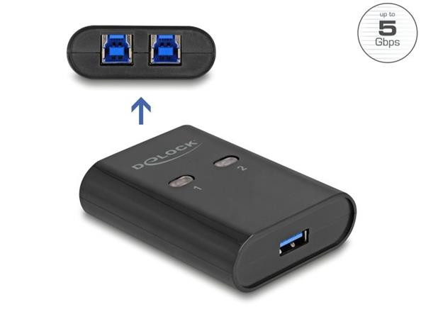 Delock Přepínač USB 5 Gbps, 2 PC na 1 zařízení