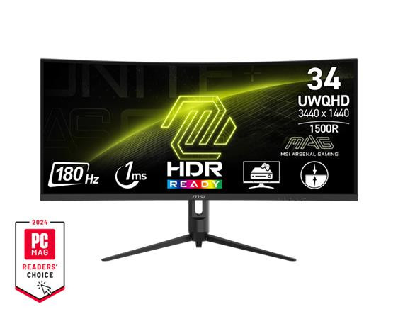 MSI Gaming MAG 342CQR E2, 34" VA zakřivený /3440x1440 (UWQHD)/180Hz/1ms/DP/2xHDMI/Výškově nastavitelný/Pivot