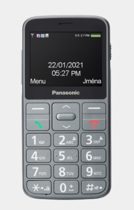 Panasonic KX-TU160EXG mobilní telefon pro seniory -  barevný displej 2,3",  fotoaparát, USB-C, šedý