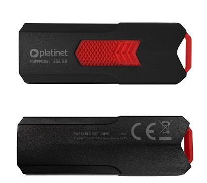 PLATINET přenosný SSD disk  USB 3.2 R/W UP TO 400MB/s 256GB černá