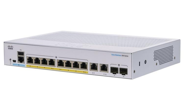 Cisco CBS350-8FP-2G-EU (8xGbE,2xGbE/SFP combo,8xPoE+,120W,fanless) - REFRESH