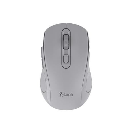 C-TECH myš WLM-12 Dual mode, bezdrátová, BT5.0 + 2,4GHz, 1600DPI, 6 tlačítek, USB nano receiver, šedá