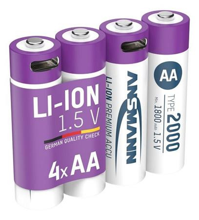 Ansmann Li-ion  AA , min 1800mAh, s nabíjecí elektronikou, USB-C