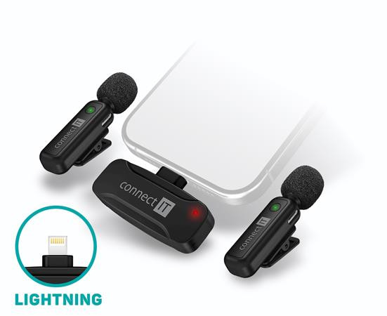 CONNECT IT Wireless Lavalier mikrofon Lightning konektor (2 ks + receiver) set ČERNÝ