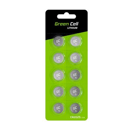 Green Cell Blister 10x Lithium Battery CR2025 3V 160mAh Button