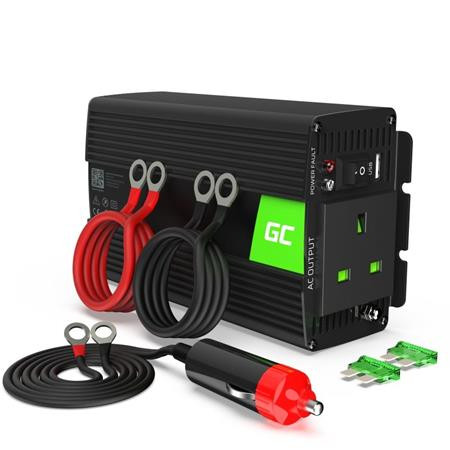 Green Cell Měnič napájení Power Inverter do auta UK verze 24V na 230V 300W / 600W s USB