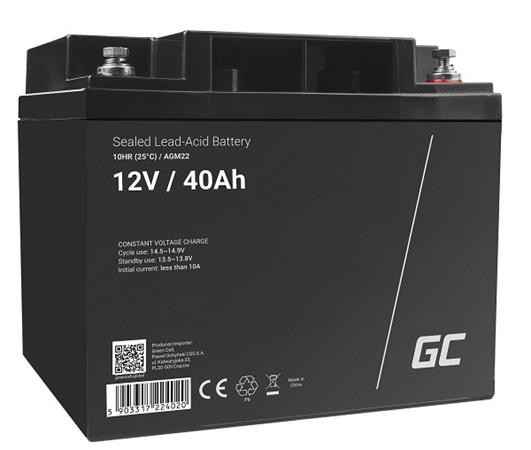 Green Cell AGM VRLA 12V 40Ah maintenance-free battery for mower, scooter, boat, wheelchair