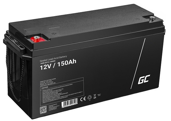 Green Cell AGM VRLA 12V 150Ah maintenance-free battery for camper, photovoltaics, solar panels, boats
