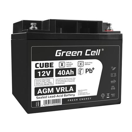 Green Cell CUBE AGM IP54 12V 40Ah VRLA Battery Gel deep cycle scooter mower boat barge mower tractor fishing boat