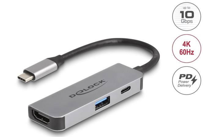 Delock Adaptér USB Type-C™ na HDMI 4K, 60 Hz, s PD 95 W USB Typu-A a USB Type-C™ PD 95 W