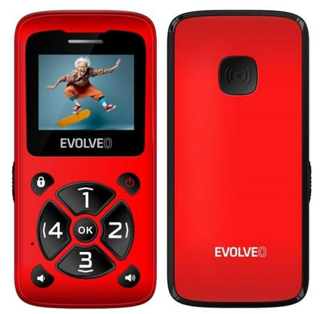 EVOLVEO EasyPhone ID, mobilní telefon pro seniory, červená