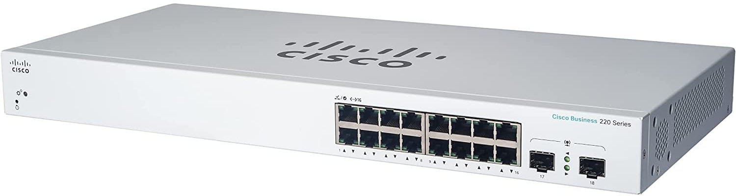 Cisco switch CBS220-16T-2G (16xGbE,2xSFP,fanless) - REFRESH