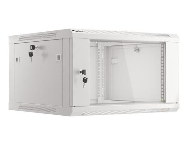 LANBERG 19" RACKOVÁ SKŘÍŇ PRO MONTÁŽ NA STĚNU 6U/600X600 (v rozloženém stavu) S PROSKLENÝMI DVEŘMI ŠEDÁ  V2