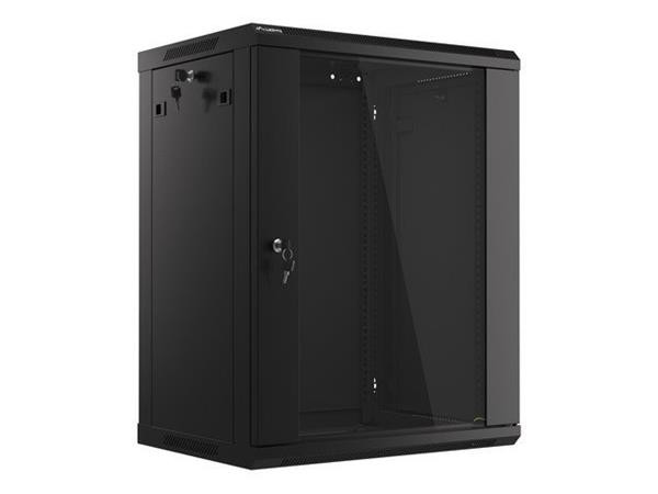 LANBERG 19" RACKOVÁ SKŘÍŇ PRO MONTÁŽ NA STĚNU 15U/600X450 (v rozloženém stavu) S PROSKLENÝMI DVEŘMI ČERNÁ  V2