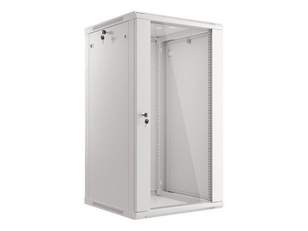 LANBERG 19" RACKOVÁ SKŘÍŇ PRO MONTÁŽ NA STĚNU 22U/600X600 (v rozloženém stavu) S PROSKLENÝMI DVEŘMI ŠEDÁ  V2