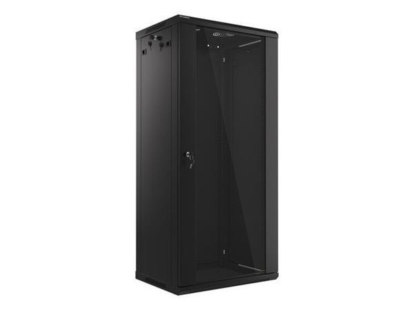 LANBERG RACKOVÁ SKŘÍŇ 19" NÁSTĚNNÁ 27U/600X450 (v rozloženém stavu) S PROSKLENÝMI DVEŘMI ČERNÁ  V2