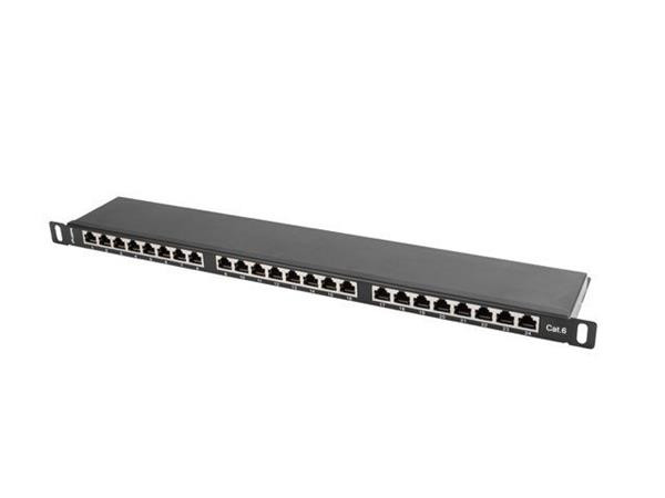 LANBERG PATCH PANEL 24 PORTŮ 0,5U 19" CAT.6 FTP STÍNĚNÝ ČERNÝ 
