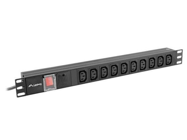 LANBERG 19"  1U 10A 2M 10X ZÁSUVEK IEC C13 ČERNÁ C14