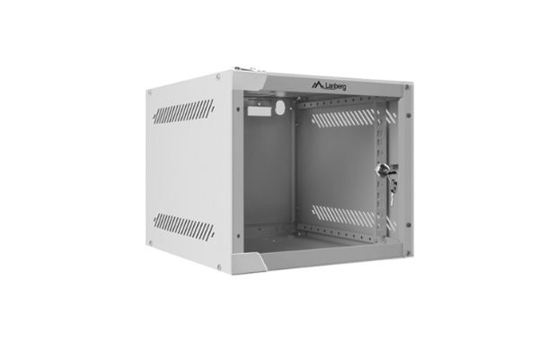 LANBERG RACKOVÁ SKŘÍŇ 10" NÁSTĚNNÁ 4U/280X310 (v rozloženém stavu) S PROSKLENÝMI DVEŘMI ŠEDÁ 