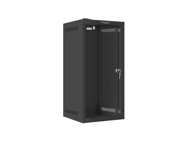 LANBERG RACKOVÁ SKŘÍŇ 10" NÁSTĚNNÁ 12U/280X310 (v rozloženém stavu) S PROSKLENÝMI DVEŘMI ČERNÁ 
