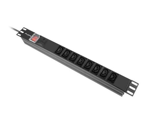 LANBERG 19"  1U 16A 2M 8X ZÁSUVKY IEC C13 ČERNÁ C20