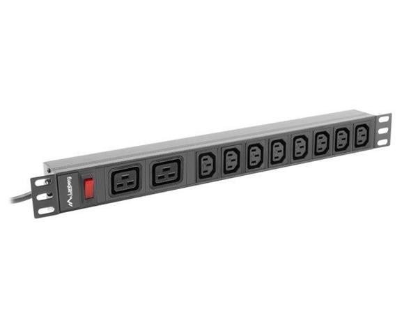 LANBERG 19"  1U 16A 2M 2X C19 8X IEC C13 ZÁSUVKY ČERNÁ C20