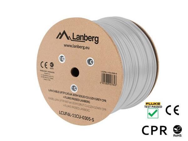 LANBERG LAN KABEL CAT.6A UFTP 305M SOLID CU LSZH GREY CPR + FLUKE PASSED 