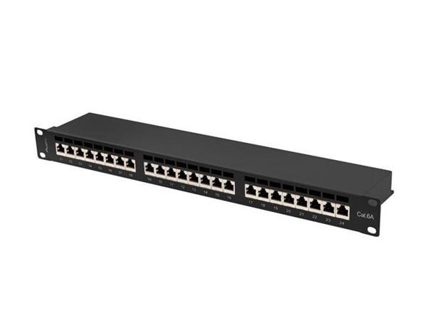 LANBERG PATCH PANEL 24 PORTŮ 1U 19" CAT.6A FTP STÍNĚNÝ ČERNÝ 