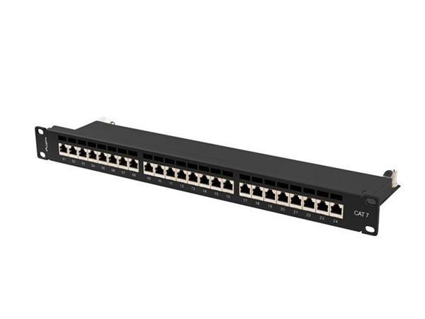 LANBERG PATCH PANEL 24 PORTŮ 1U 19" CAT.7 FTP STÍNĚNÝ ČERNÝ 