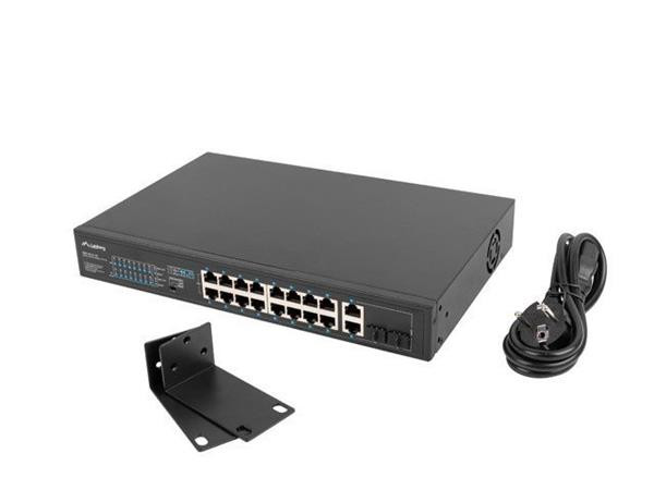 LANBERG SWITCH  16X 100MB POE+/2X 1GB/1X SFP UNMANAGED RACK 10" & 19" GIGABIT ETHERNET 150W
