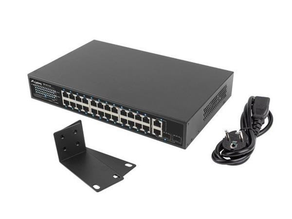 LANBERG SWITCH  24X 100MB POE+/2X COMBO RACK 19" GIGABITOVÝ ETHERNET 360W V2